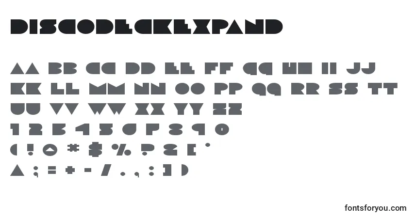 Discodeckexpand (125170)-fontti – aakkoset, numerot, erikoismerkit