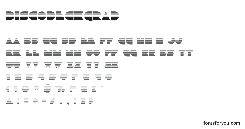 A fonte Discodeckgrad (125173) – alfabeto, números, caracteres especiais