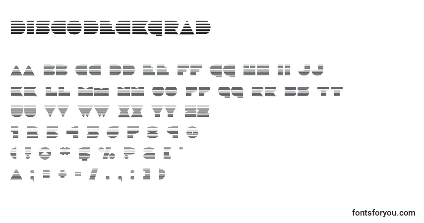 Schriftart Discodeckgrad (125174) – Alphabet, Zahlen, spezielle Symbole