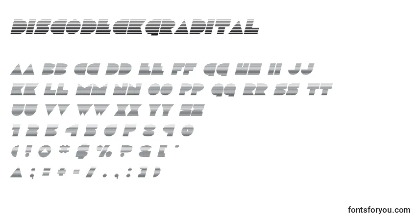 Czcionka Discodeckgradital (125175) – alfabet, cyfry, specjalne znaki