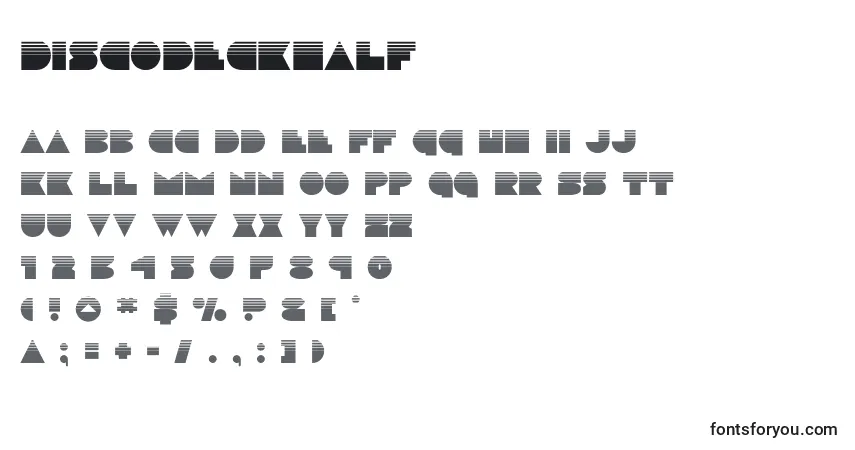 Шрифт Discodeckhalf (125177) – алфавит, цифры, специальные символы