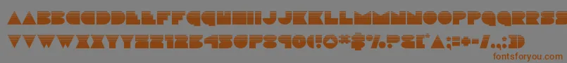 フォントdiscodeckhalf – 茶色の文字が灰色の背景にあります。