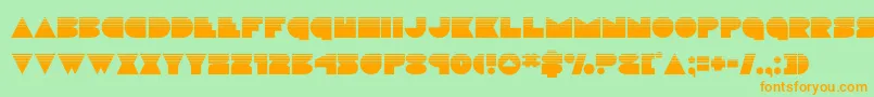 フォントdiscodeckhalf – オレンジの文字が緑の背景にあります。