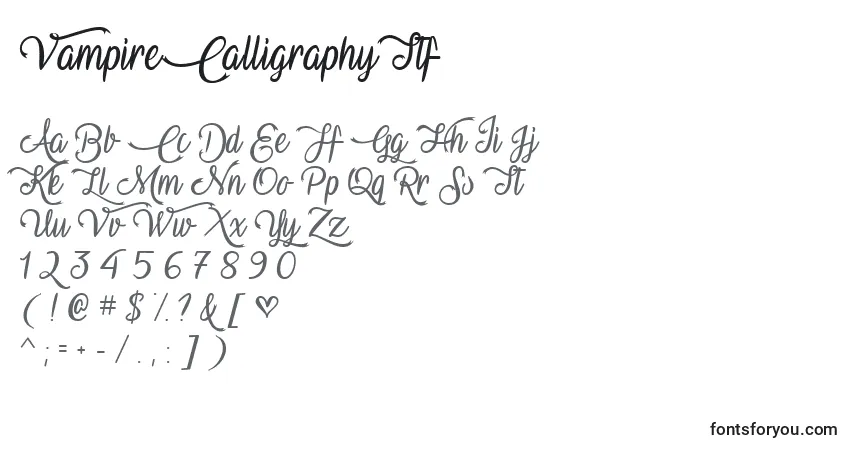 A fonte VampireCalligraphyTtf – alfabeto, números, caracteres especiais