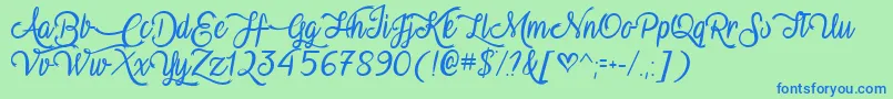 VampireCalligraphyTtf Font – Blue Fonts on Green Background