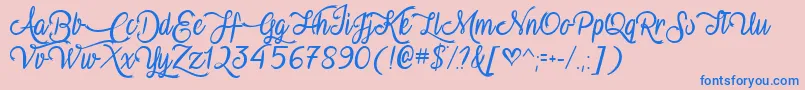 VampireCalligraphyTtf-Schriftart – Blaue Schriften auf rosa Hintergrund