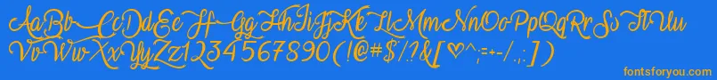 VampireCalligraphyTtf Font – Orange Fonts on Blue Background