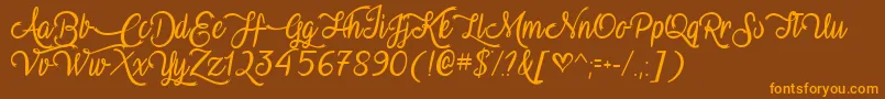 VampireCalligraphyTtf Font – Orange Fonts on Brown Background