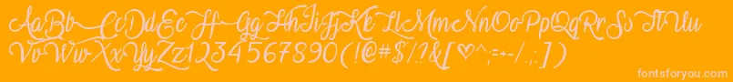 VampireCalligraphyTtf-Schriftart – Rosa Schriften auf orangefarbenem Hintergrund