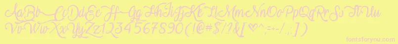 VampireCalligraphyTtf Font – Pink Fonts on Yellow Background