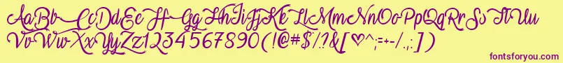 VampireCalligraphyTtf Font – Purple Fonts on Yellow Background