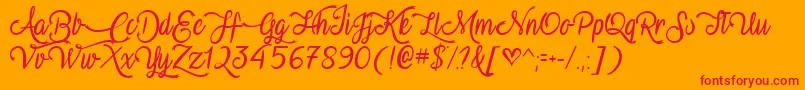 VampireCalligraphyTtf Font – Red Fonts on Orange Background