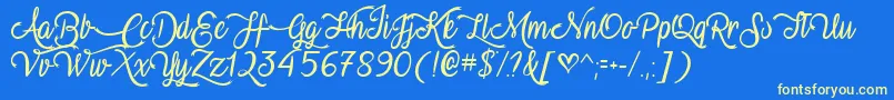 VampireCalligraphyTtf Font – Yellow Fonts on Blue Background