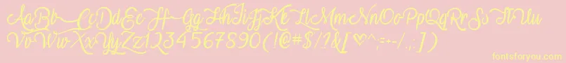 VampireCalligraphyTtf-Schriftart – Gelbe Schriften auf rosa Hintergrund