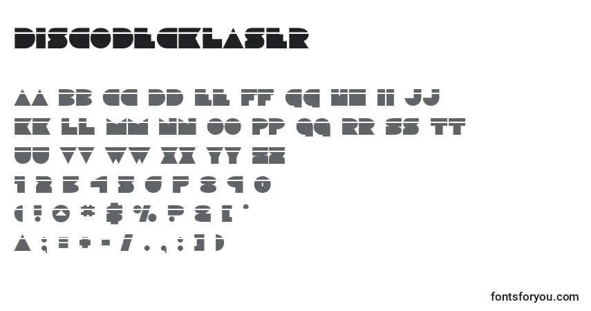 A fonte Discodecklaser (125183) – alfabeto, números, caracteres especiais