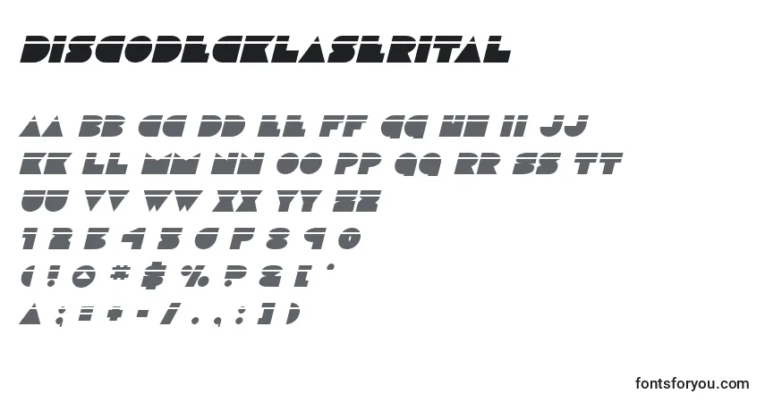 A fonte Discodecklaserital (125186) – alfabeto, números, caracteres especiais