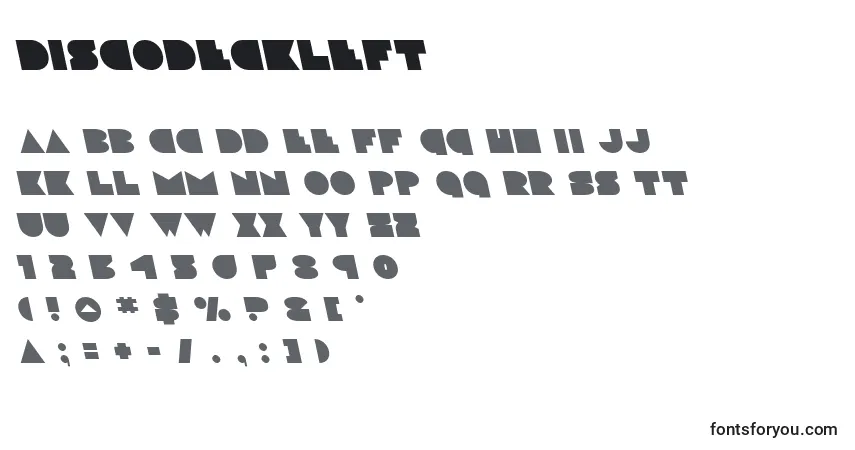 Schriftart Discodeckleft (125188) – Alphabet, Zahlen, spezielle Symbole