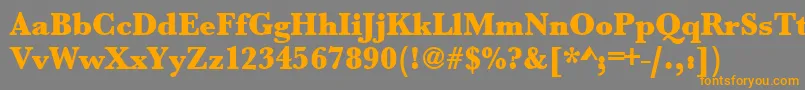 フォントUrwbaskertultbolnar – オレンジの文字は灰色の背景にあります。