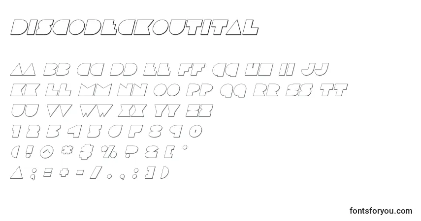 A fonte Discodeckoutital (125191) – alfabeto, números, caracteres especiais