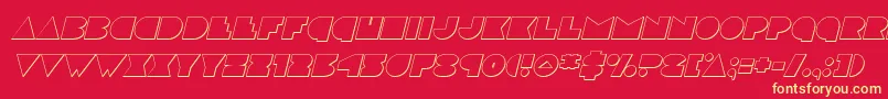 discodeckoutital-Schriftart – Gelbe Schriften auf rotem Hintergrund