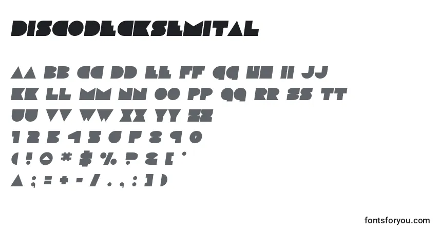 Czcionka Discodecksemital (125193) – alfabet, cyfry, specjalne znaki