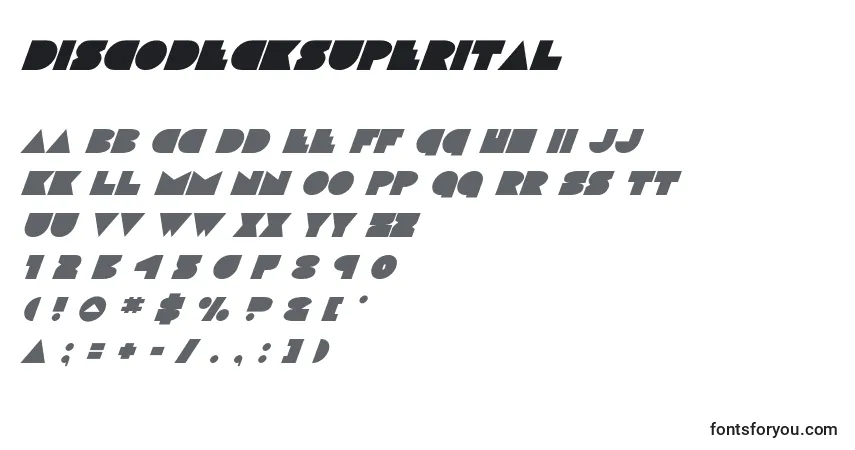 A fonte Discodecksuperital (125195) – alfabeto, números, caracteres especiais