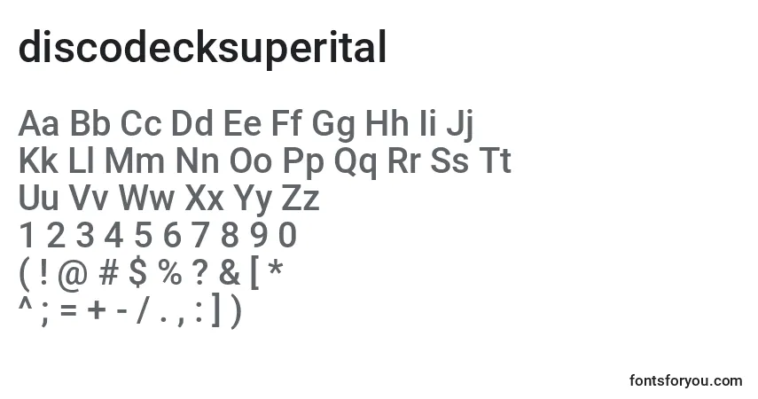Schriftart Discodecksuperital (125196) – Alphabet, Zahlen, spezielle Symbole