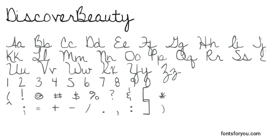 Schriftart DiscoverBeauty (125197) – Alphabet, Zahlen, spezielle Symbole