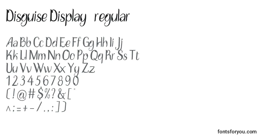 Czcionka Disguise Display   regular – alfabet, cyfry, specjalne znaki