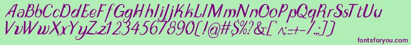 Disguise Display  italic Font – Purple Fonts on Green Background