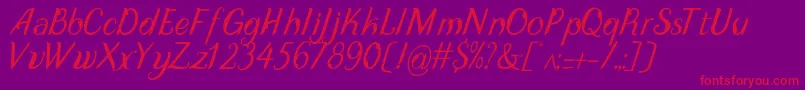 Disguise Display  italic-Schriftart – Rote Schriften auf violettem Hintergrund