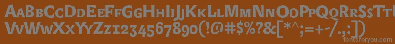 Lexonsc+OsfBold-fontti – harmaat kirjasimet ruskealla taustalla