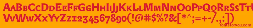 フォントLexonsc+OsfBold – オレンジの背景に赤い文字
