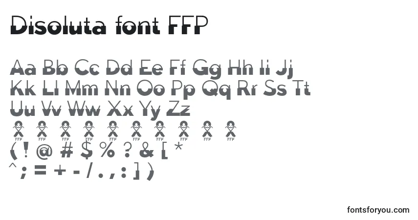 A fonte Disoluta font FFP – alfabeto, números, caracteres especiais