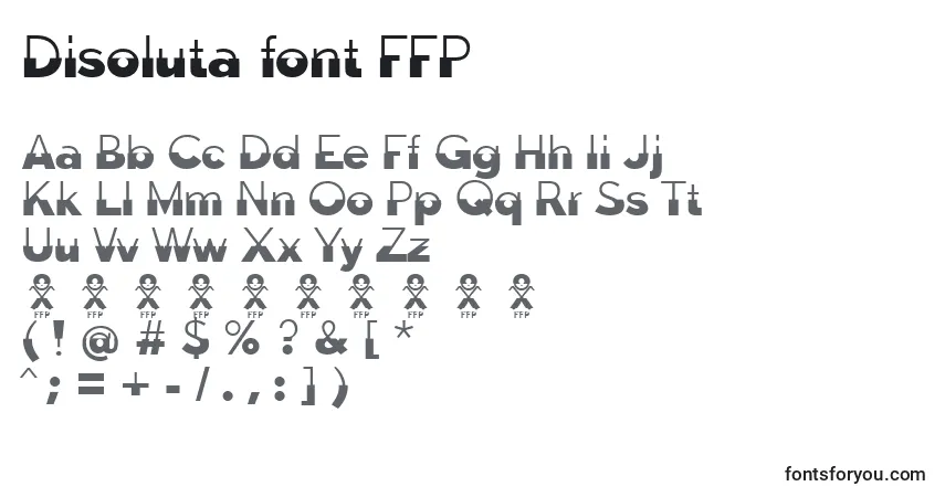 A fonte Disoluta font FFP (125203) – alfabeto, números, caracteres especiais