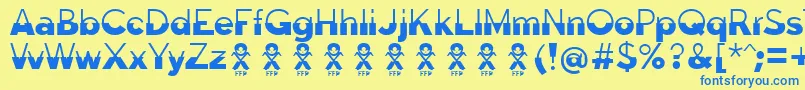 フォントDisoluta font FFP – 青い文字が黄色の背景にあります。