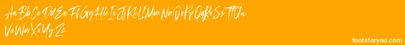 Displatter-Schriftart – Weiße Schriften auf orangefarbenem Hintergrund