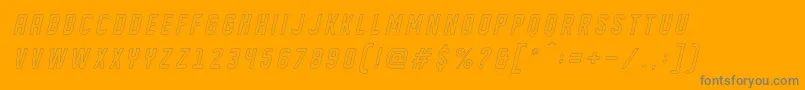 DISPLAYED Oblique outline-Schriftart – Graue Schriften auf orangefarbenem Hintergrund