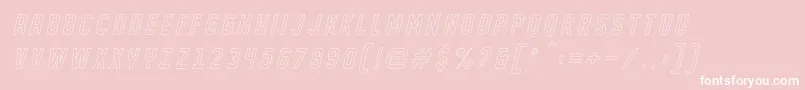 DISPLAYED Oblique outline-Schriftart – Weiße Schriften auf rosa Hintergrund