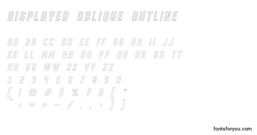 Schriftart DISPLAYED Oblique outline (125208) – Alphabet, Zahlen, spezielle Symbole