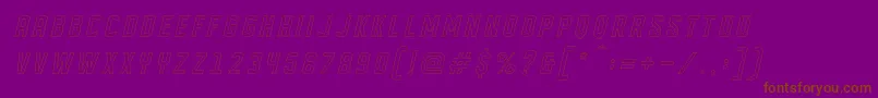 DISPLAYED Oblique outline-Schriftart – Braune Schriften auf violettem Hintergrund