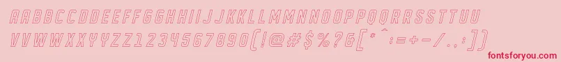 DISPLAYED Oblique outline-Schriftart – Rote Schriften auf rosa Hintergrund