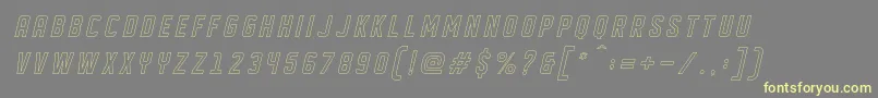 フォントDISPLAYED Oblique outline – 黄色のフォント、灰色の背景