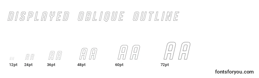 Размеры шрифта DISPLAYED Oblique outline (125208)