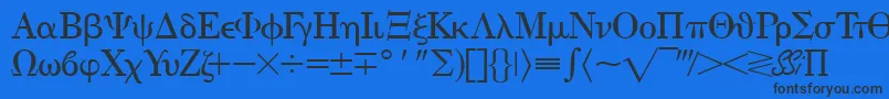 Eisagogreekssk-fontti – mustat fontit sinisellä taustalla
