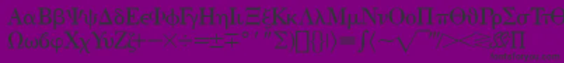 Czcionka Eisagogreekssk – czarne czcionki na fioletowym tle