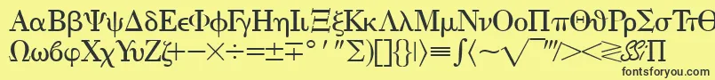 フォントEisagogreekssk – 黒い文字の黄色い背景