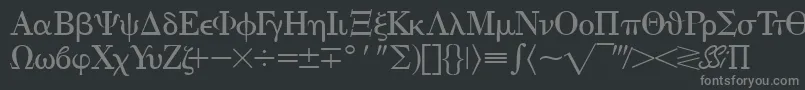 フォントEisagogreekssk – 黒い背景に灰色の文字