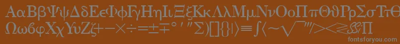 フォントEisagogreekssk – 茶色の背景に灰色の文字