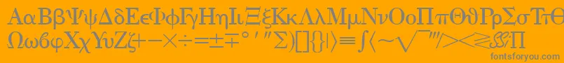 Eisagogreekssk-Schriftart – Graue Schriften auf orangefarbenem Hintergrund